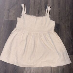 Cream Shimmer-tweed dress with Black metallic braid trim